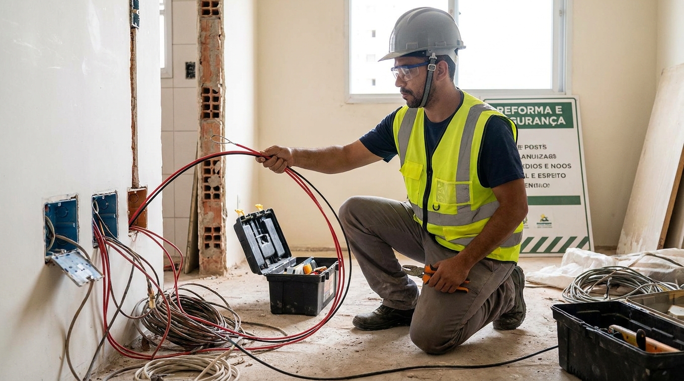 Substituição de fios antigos em São José dos Campos‑SP